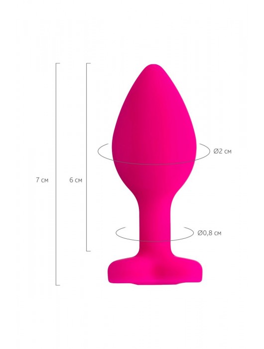 Розовая анальная втулка Diamond Heart с прозрачным кристаллом - 7 см. - ToyFa - купить с доставкой в Ставрополе