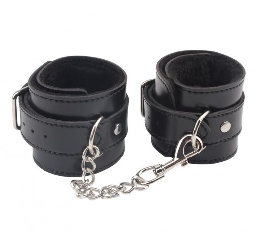 Черные оковы на ноги Obey Me Leather Ankle Cuffs - Chisa - купить с доставкой в Ставрополе