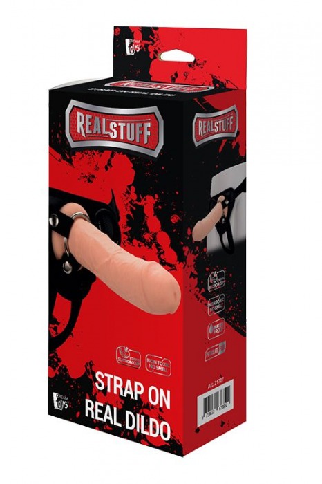 Черные трусики с телесной насадкой STRAP ON REAL DILDO - 21 см. - Dream Toys - купить с доставкой в Ставрополе