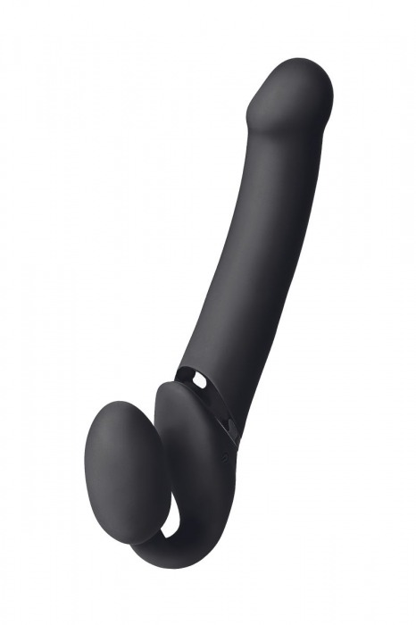 Черный безремневой вибрострапон Vibrating Bendable Strap-On L - Strap-on-me - купить с доставкой в Ставрополе