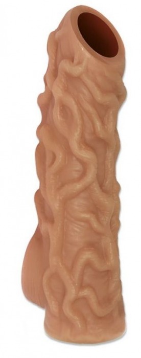 Телесная насадка с венками и открытой головкой Nude Sleeve S - 10 см. - KOKOS - в Ставрополе купить с доставкой