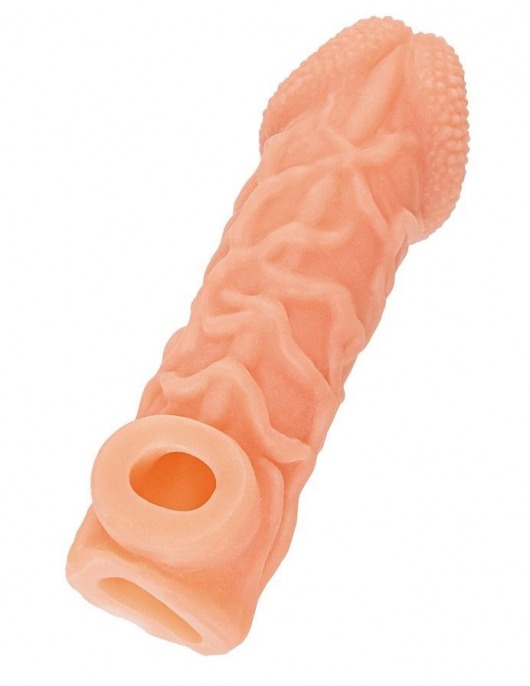 Телесная закрытая насадка с венками Cock Sleeve Size S - 13,8 см. - KOKOS - в Ставрополе купить с доставкой