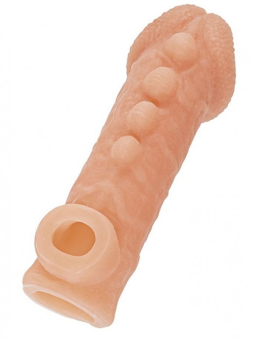 Телесная закрытая насадка с шишечками Cock Sleeve Size S - 13,8 см. - KOKOS - в Ставрополе купить с доставкой