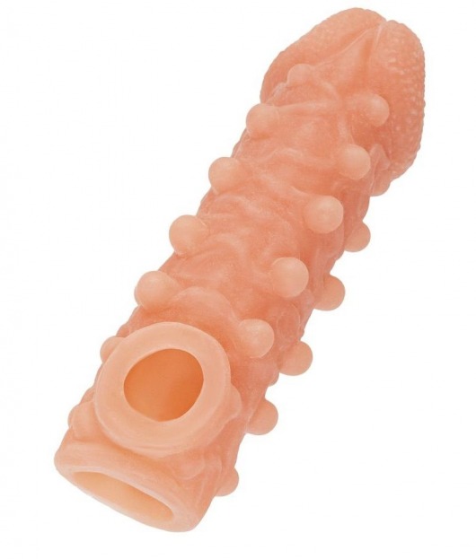Телесная закрытая насадка с шариками Cock Sleeve Size S - 13,8 см. - KOKOS - в Ставрополе купить с доставкой