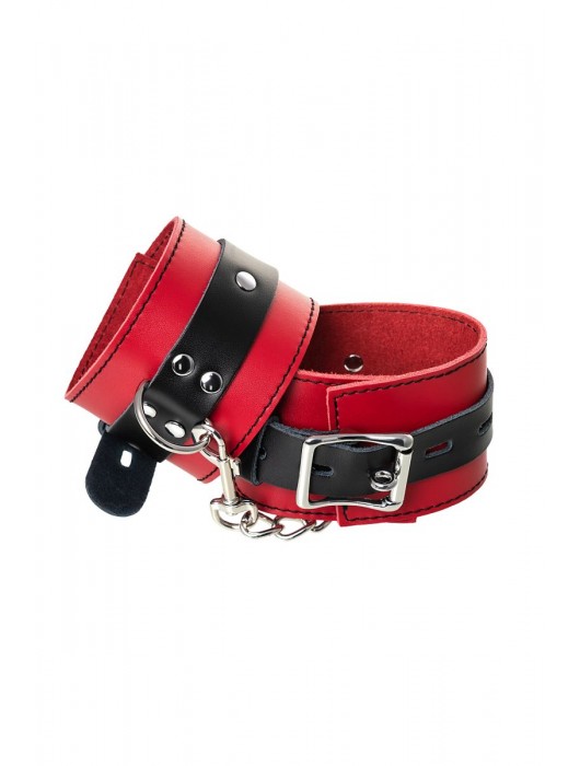 Красно-черные оковы на ноги из кожи - ToyFa - купить с доставкой в Ставрополе