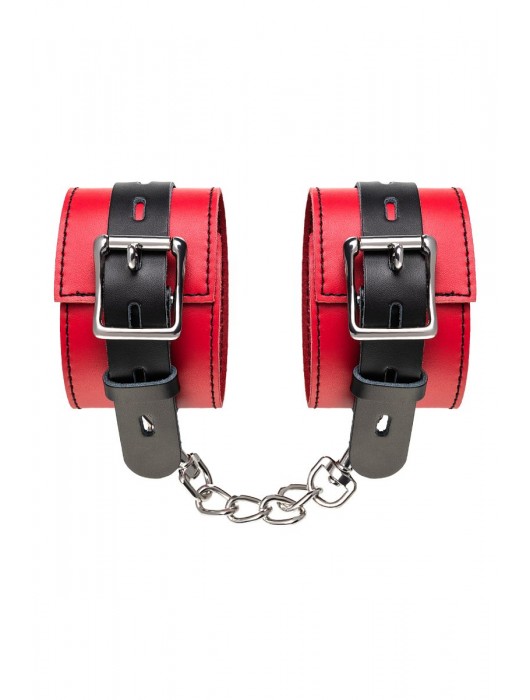 Красно-черные оковы на ноги из кожи - ToyFa - купить с доставкой в Ставрополе