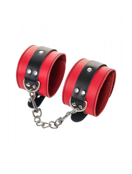 Красно-черные оковы на ноги из кожи - ToyFa - купить с доставкой в Ставрополе