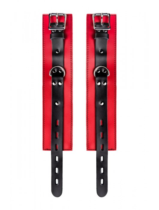 Красно-черные оковы на ноги из кожи - ToyFa - купить с доставкой в Ставрополе