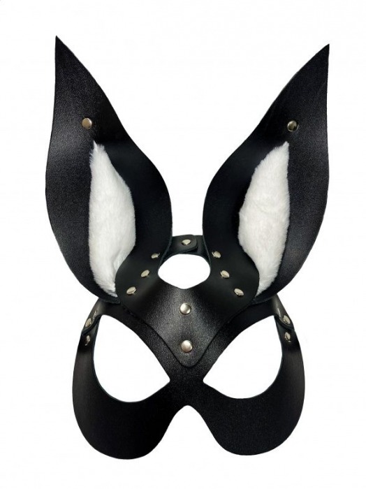 Черная маска зайки с белым мехом на ушках Miss Bunny - БДСМ Арсенал - купить с доставкой в Ставрополе