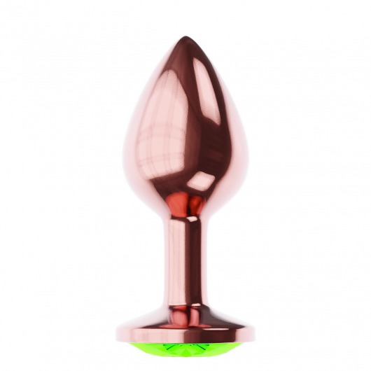 Пробка цвета розового золота с лаймовым кристаллом Diamond Emerald Shine S - 7,2 см. - Lola Games - купить с доставкой в Ставрополе