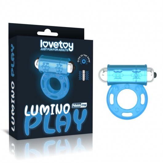 Голубое, светящееся в темноте эрекционное виброкольцо Lumino Play Vibrating Penis Ring - Lovetoy - в Ставрополе купить с доставкой