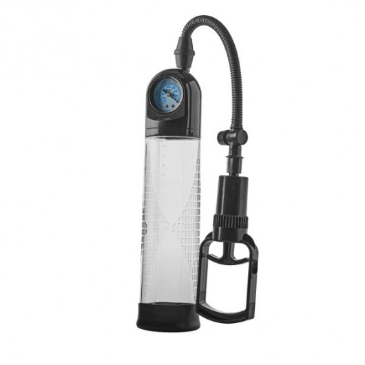 Прозрачная вакуумная помпа с манометром Deluxe Penis Pump - Dream Toys - в Ставрополе купить с доставкой