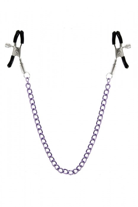 Зажимы для сосков с фиолетовой цепочкой Sweet Caress Nipple Chain - Sweet Caress - купить с доставкой в Ставрополе