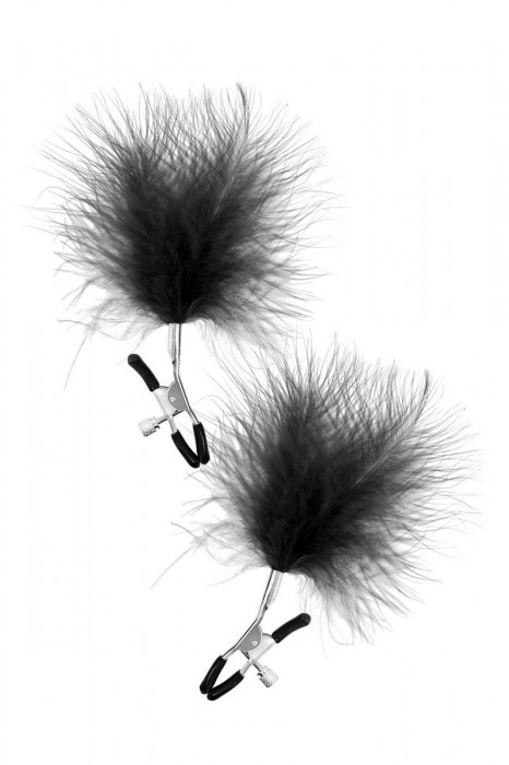 Зажимы на соски с черными пуховыми кисточками Sweet Caress Feather Nipple Clumps - Sweet Caress - купить с доставкой в Ставрополе