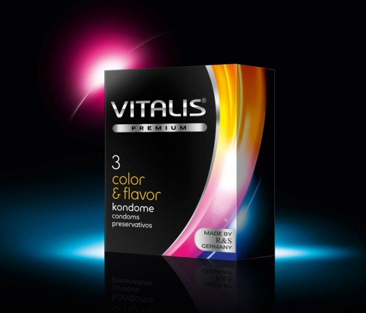 Цветные ароматизированные презервативы VITALIS PREMIUM color   flavor - 3 шт. - Vitalis - купить с доставкой в Ставрополе