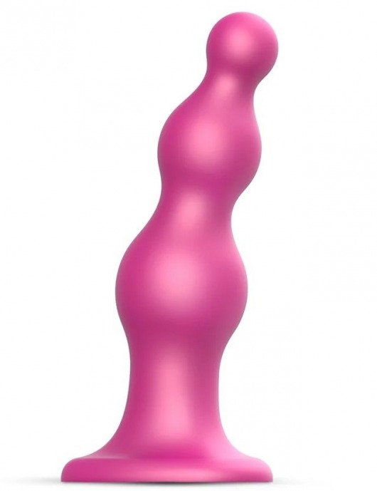 Розовая насадка Strap-On-Me Dildo Plug Beads size S - Strap-on-me - купить с доставкой в Ставрополе