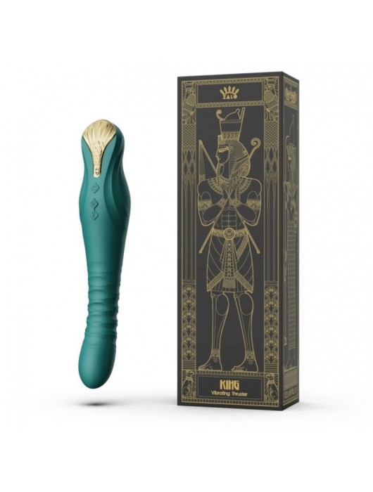 Изумрудный вибратор King с функцией возвратно-поступательных движений - 30,2 см. - Zalo