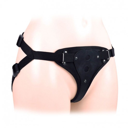 Черный пояс-трусики в комплекте с коннектором и насадкой - Notabu - купить с доставкой в Ставрополе