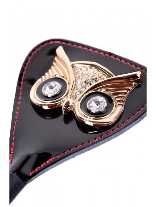 Чёрный стек с совой на кожаном наконечнике - 24 см. - ToyFa - купить с доставкой в Ставрополе