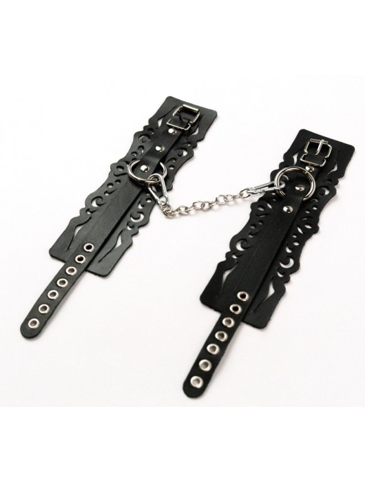 Узорчатые кожаные оковы с регулируемыми ремешками - Crazy Handmade - купить с доставкой в Ставрополе