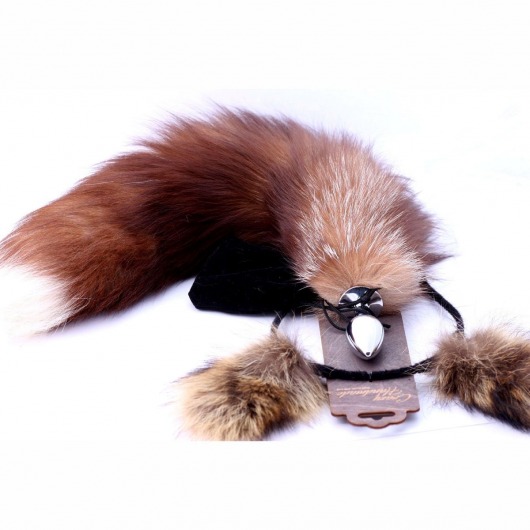 Игровой комплект: серебристая анальная пробка с пушистым хвостом и ободок-ушки - Crazy Handmade - купить с доставкой в Ставрополе