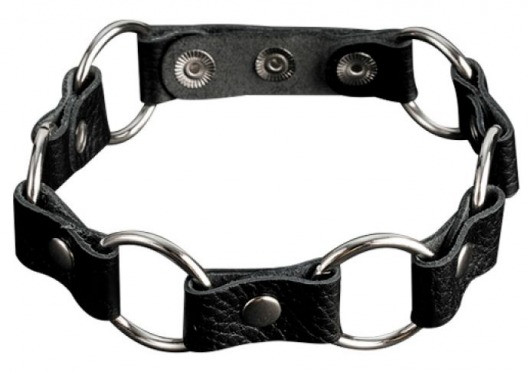 Кожаный черный ошейник с кольцами - Sitabella - купить с доставкой в Ставрополе