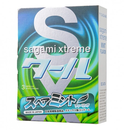 Презервативы Sagami Xtreme Mint с ароматом мяты - 3 шт. - Sagami - купить с доставкой в Ставрополе