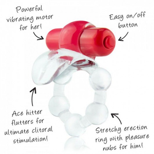 Виброкольцо с язычком и красным виброэлементом Overtime - Screaming O - в Ставрополе купить с доставкой