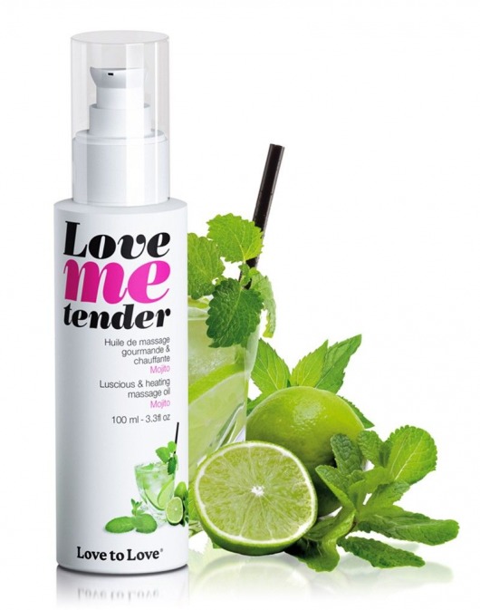 Съедобное согревающее массажное масло Love Me Tender Mojito с ароматом мохито - 100 мл. - Love to Love - купить с доставкой в Ставрополе