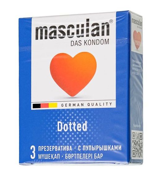 Презервативы с пупырышками Masculan Dotted - 3 шт. - Masculan - купить с доставкой в Ставрополе