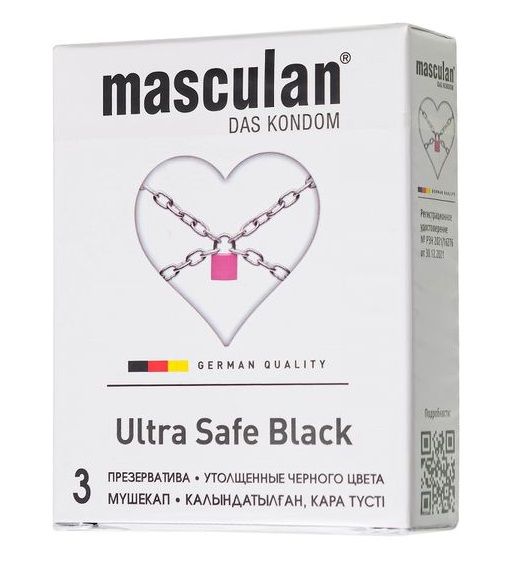 Ультрапрочные презервативы Masculan Ultra Safe Black - 3 шт. - Masculan - купить с доставкой в Ставрополе