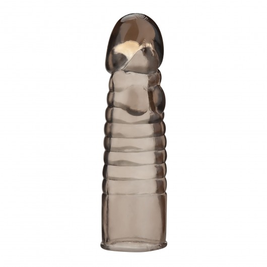 Дымчатая насадка-удлинитель Ribbed Realistic Penis Enhancing Sleeve Extension - 15,2 см. - BlueLine - в Ставрополе купить с доставкой