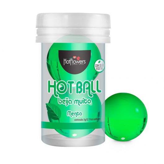 Лубрикант на масляной основе Hot Ball Beija Muito с ароматом мяты (2 шарика по 3 гр.) - HotFlowers - купить с доставкой в Ставрополе