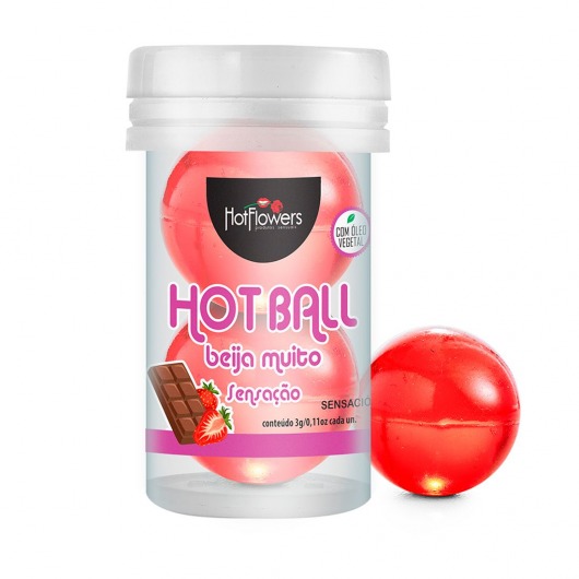 Лубрикант на масляной основе Hot Ball Beija Muito с ароматом шоколада и клубники (2 шарика по 3 гр.) - HotFlowers - купить с доставкой в Ставрополе