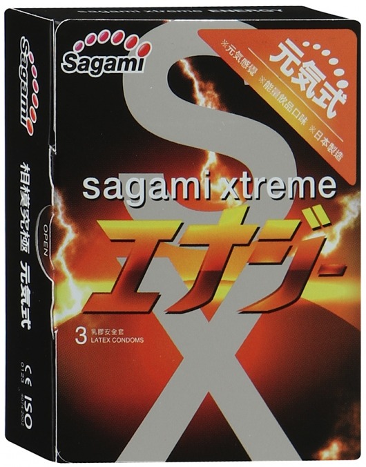 Презервативы Sagami Xtreme ENERGY с ароматом энергетика - 3 шт. - Sagami - купить с доставкой в Ставрополе