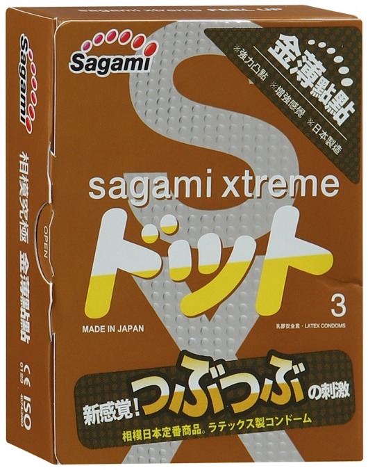 Презервативы Sagami Xtreme FEEL UP с точечной текстурой и линиями прилегания - 3 шт. - Sagami - купить с доставкой в Ставрополе