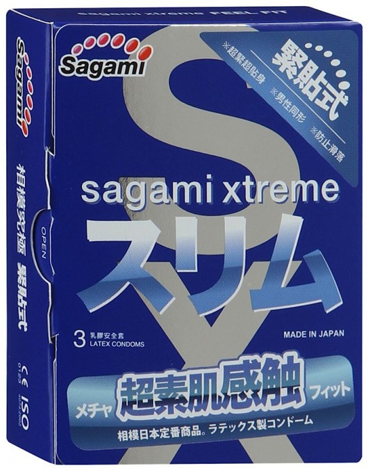 Розовые презервативы Sagami Xtreme FEEL FIT 3D - 3 шт. - Sagami - купить с доставкой в Ставрополе