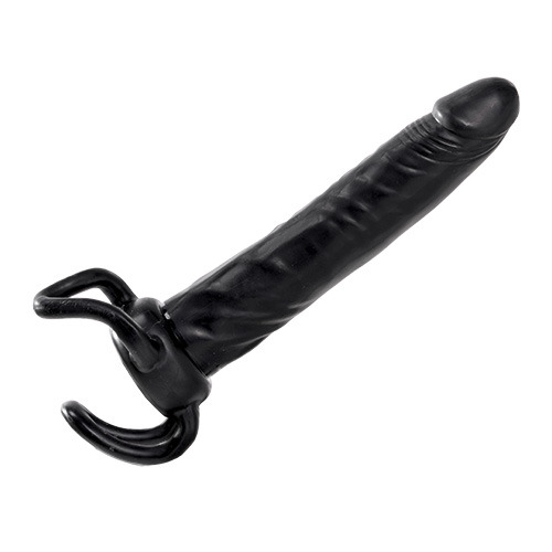 Чёрная насадка-фаллос для двойного проникновения INFLATABLE DILDO SLIM DONG  - 13,5 см. - Toyz4lovers - в Ставрополе купить с доставкой