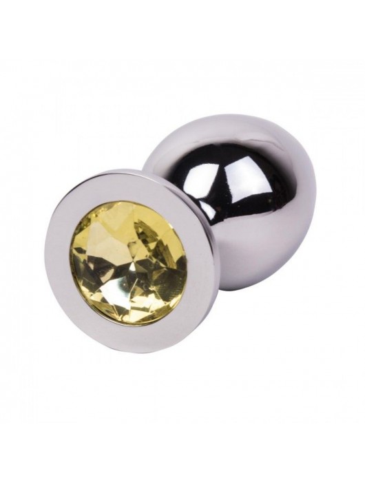 Большой стальной плаг с желтым кристаллом Sweet Lemon - 9,5 см. - Erotic Fantasy - купить с доставкой в Ставрополе