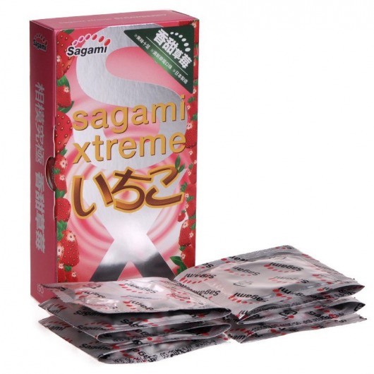 Презервативы Sagami Xtreme Strawberry c ароматом клубники - 10 шт. - Sagami - купить с доставкой в Ставрополе