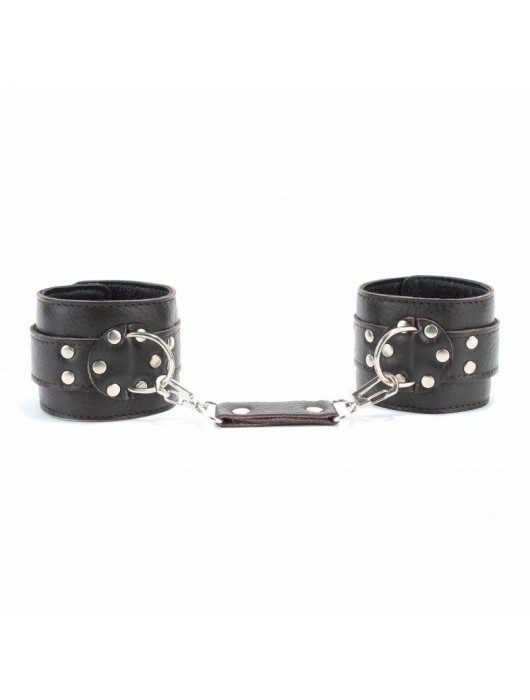 Коричневые оковы из мягкой кожи на металлической цепочке - БДСМ Арсенал - купить с доставкой в Ставрополе