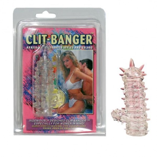 Прозрачная насадка с шипами и клиторальной шишечкой CLIT-BANGER SLEEVE IN CLEAR - Tonga - в Ставрополе купить с доставкой