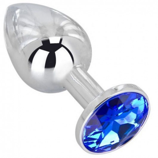 Анальное украшение BUTT PLUG  Small с синим кристаллом - 7 см. - Anal Jewelry Plug - купить с доставкой в Ставрополе