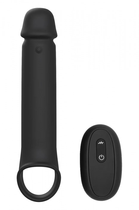 Черная насадка-удлинитель с вибрацией Vibrating Extender With Remote - Dream Toys - в Ставрополе купить с доставкой