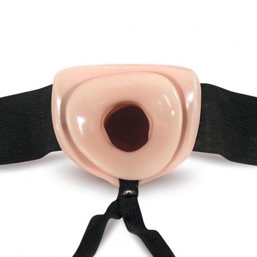 Телесный фаллопротез на черных эластичных ремнях 7 Inch Hollow Strap On - 17 см. - Blush Novelties - купить с доставкой в Ставрополе