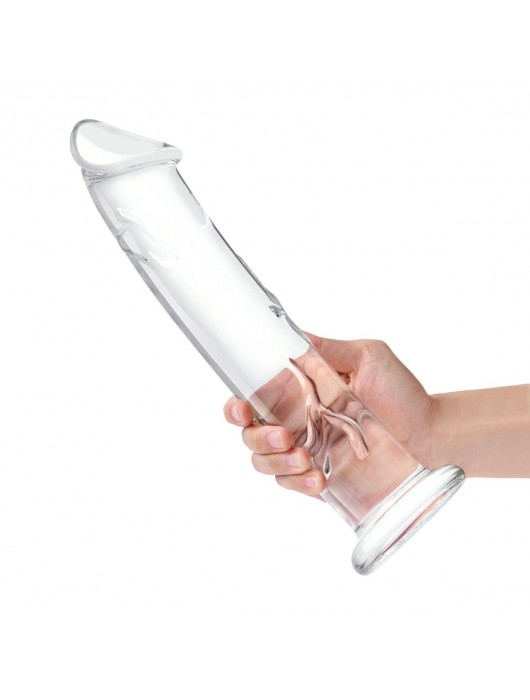 Большой стеклянный стимулятор 12’’ Glass Dildo With Veins   Flat Base - 28 см. - Glas
