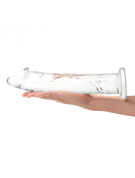 Большой стеклянный стимулятор 12’’ Glass Dildo With Veins   Flat Base - 28 см. - Glas
