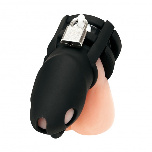 Черная клетка для пениса Silicone Small 2 in Cock Cage With Ball Divider - BlueLine - купить с доставкой в Ставрополе