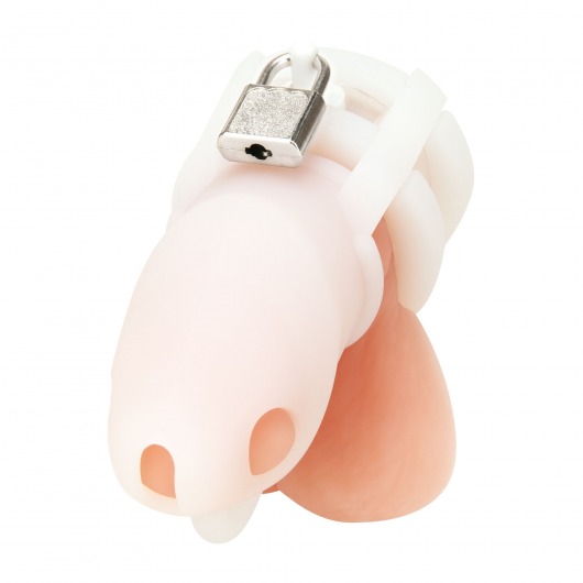 Белая клетка для пениса Silicone Small 2 in Cock Cage With Ball Divider - BlueLine - купить с доставкой в Ставрополе