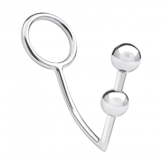 Кольцо на пенис с анальным стимулятором Two Bead Stainless Steel Anal Hook   Cock Ring - BlueLine - в Ставрополе купить с доставкой